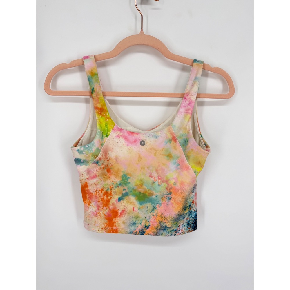 Harmony & Balance Athletic Crop Top Women Small Multi-Color Watercolor Splatter - Picture 4 of 9